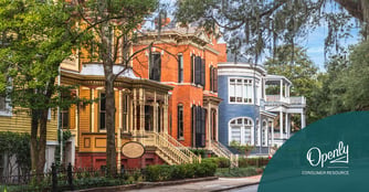 Houses along Whitaker Street in Savannah, Georgia