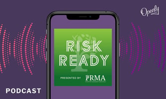 A graphic of a mobile phone shows the logo for Risk Ready Podcast. 